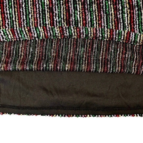 Art Class Girls Multi Color Sequin Party Dress Sparkle Short Sleeve Stripes - Picture 4 of 5